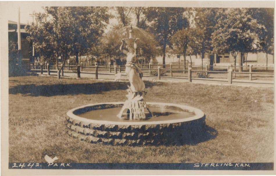 2442 Park Sterling Kansas USA Statue Real Photo Old Postcard