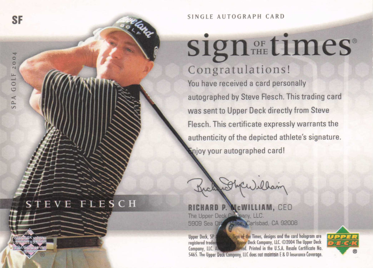 Steve Flesch Sign Of The Times Golf 2004 Hand Signed Autograph Photo Card