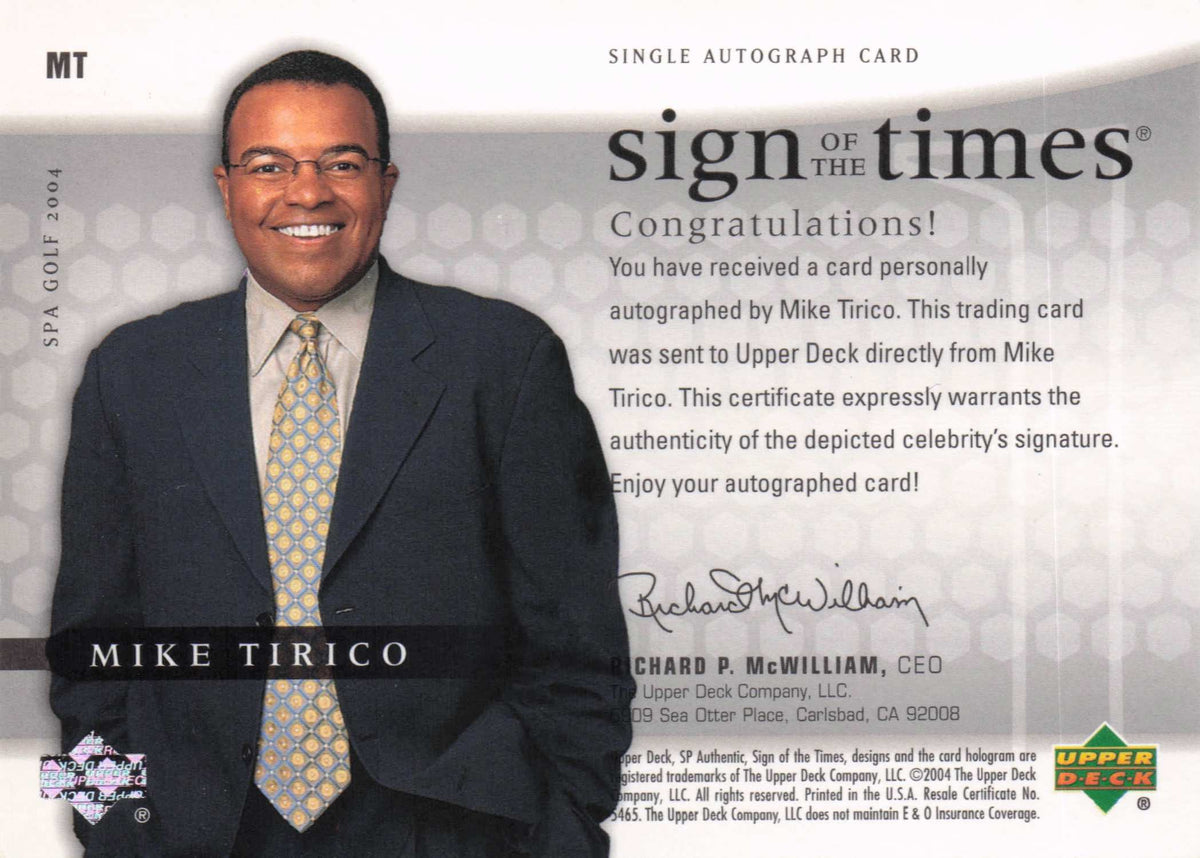Mike Tirico Sign Of The Times Golf 2004 NBC TV Commentator Autograph Card