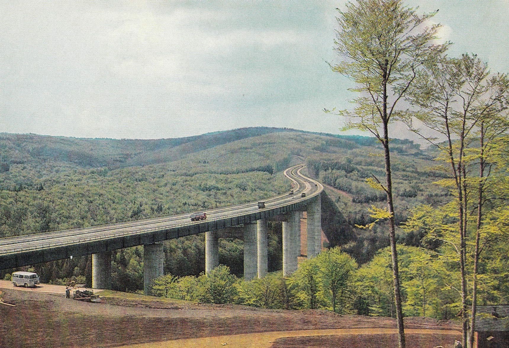 Haseltal Bridge on Frankfurt Autobahn 1980s German Motorway Postcard