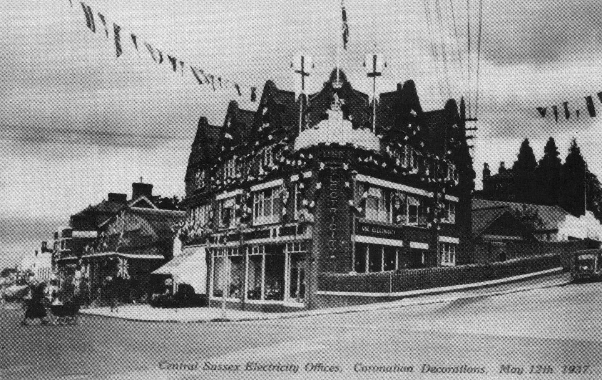 Haywards Heath Electricity Office 1937 Coronation Sussex Postcard