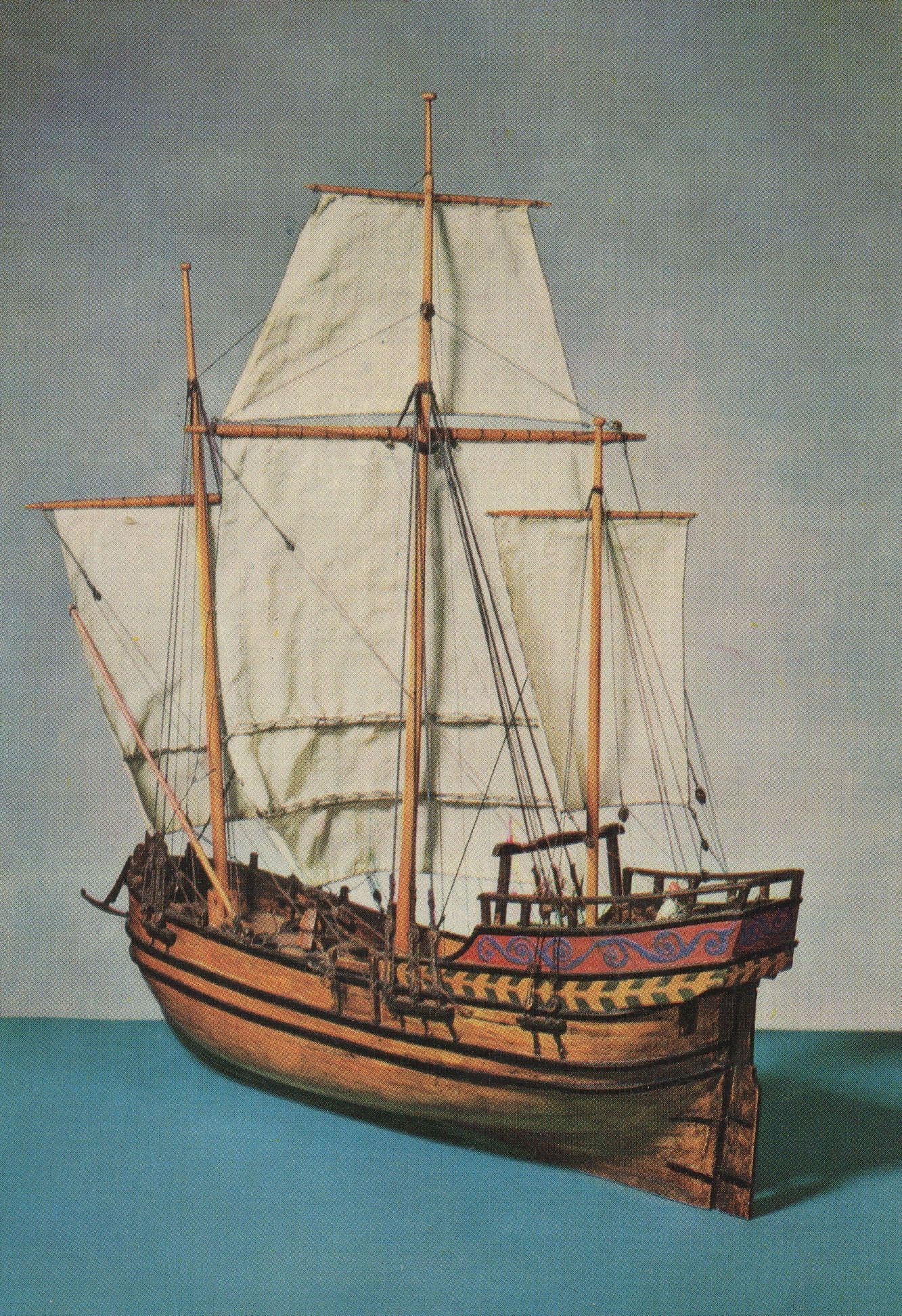 Herring Buss 1950s Ship Model Postcard