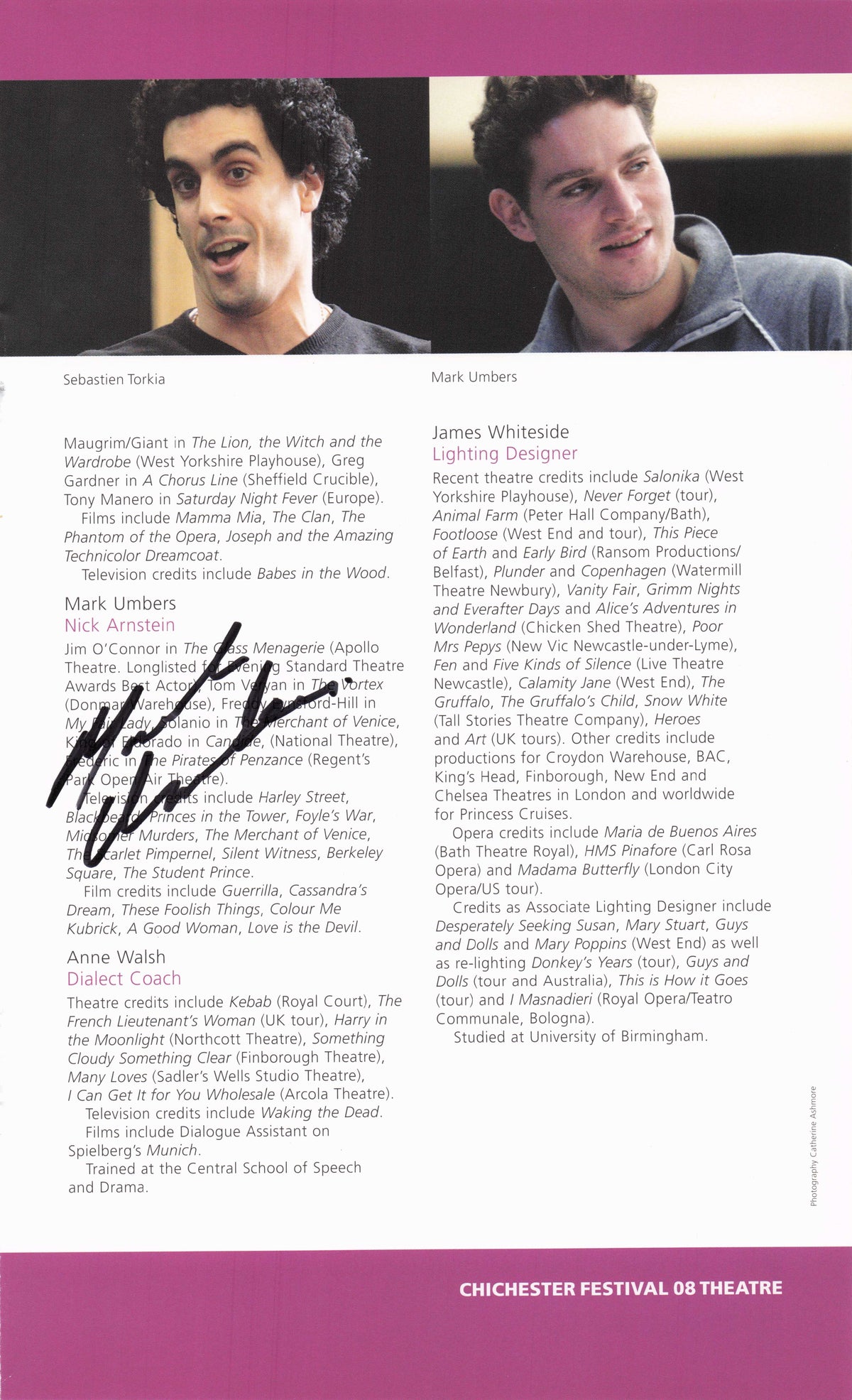 Mark Umbers Of Home Fires Mistresses Hotel Portofino Hand Signed Theatre Page