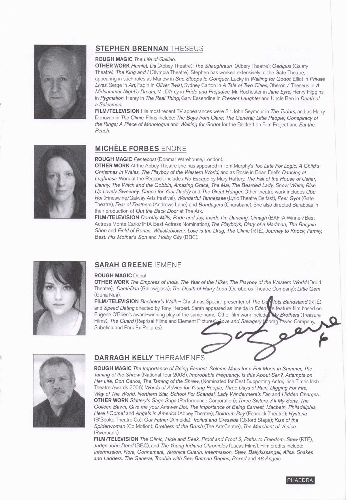 Allen Leach Downton Abbey Sarah Greene Catherine Walker Hand Signed Photo Page