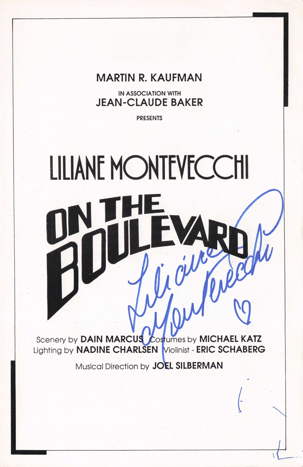 Liliane Montevecchi Cabaret Hollywood Ballet Singer Hand Signed Theatre Programme