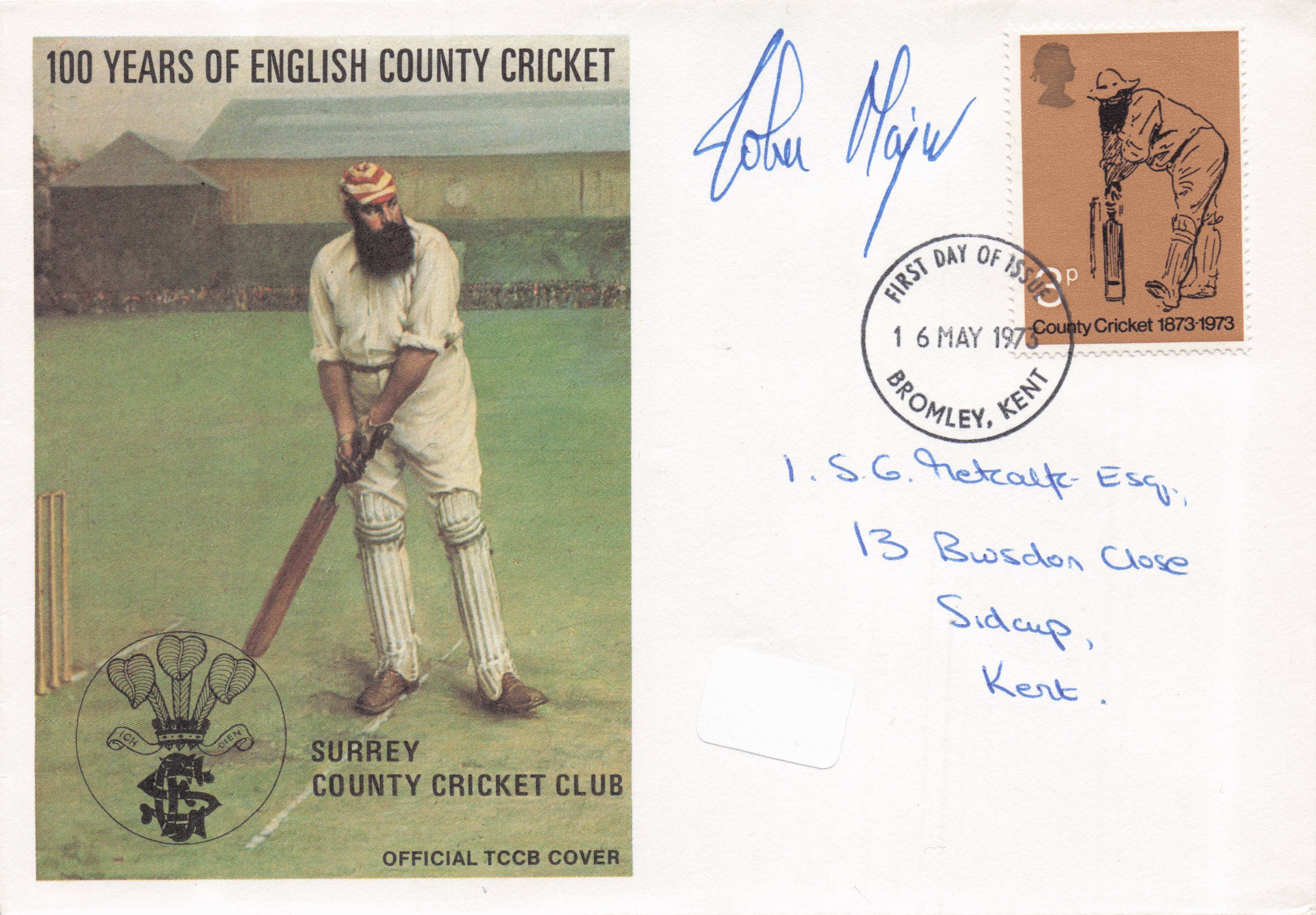 John Major Surrey Cricket Prime Minister Vintage 1973 Autograph Hand Signed FDC