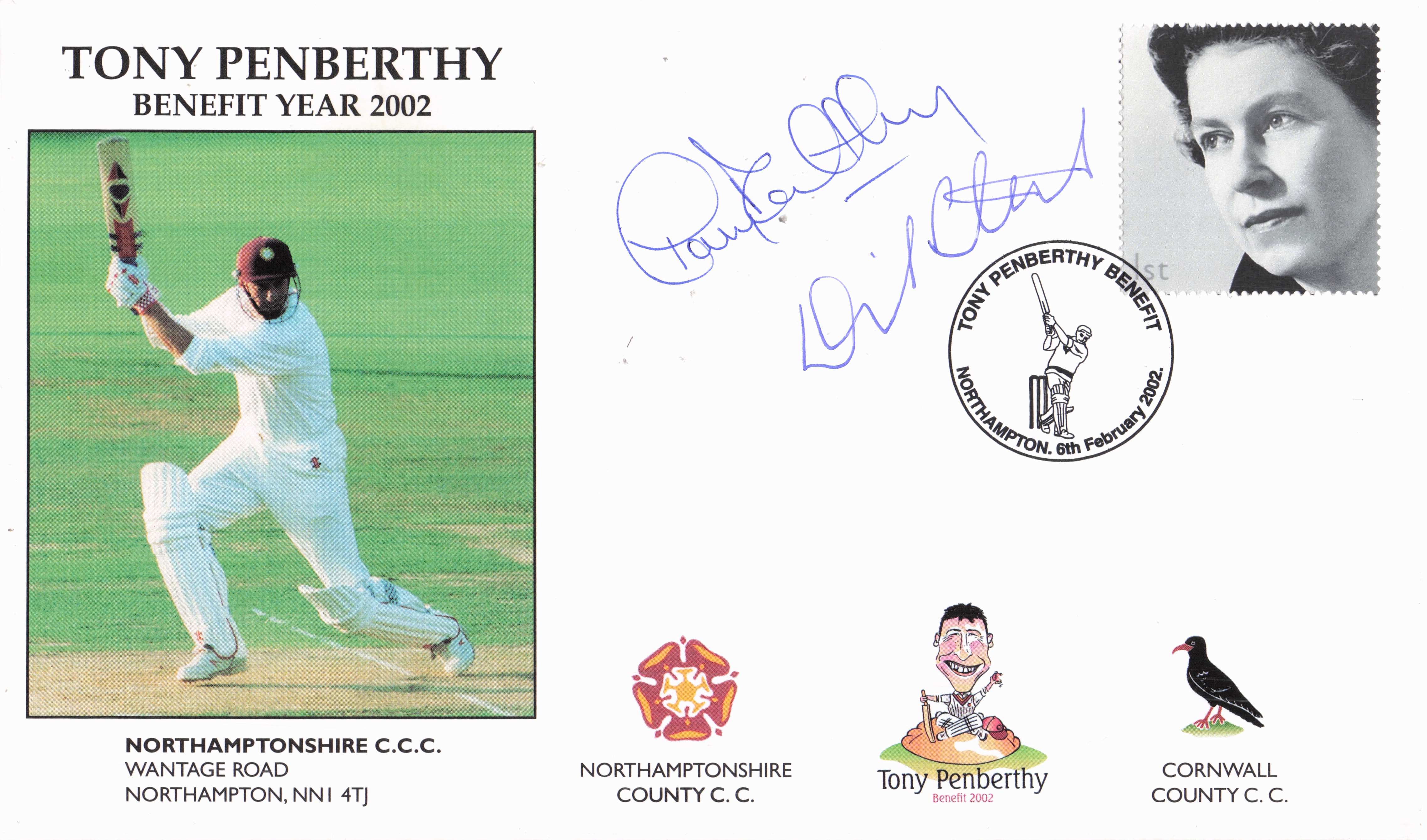 David Steele Tony Penberthy Benefit Cricket 2002 Northampton Hand Signed FDC