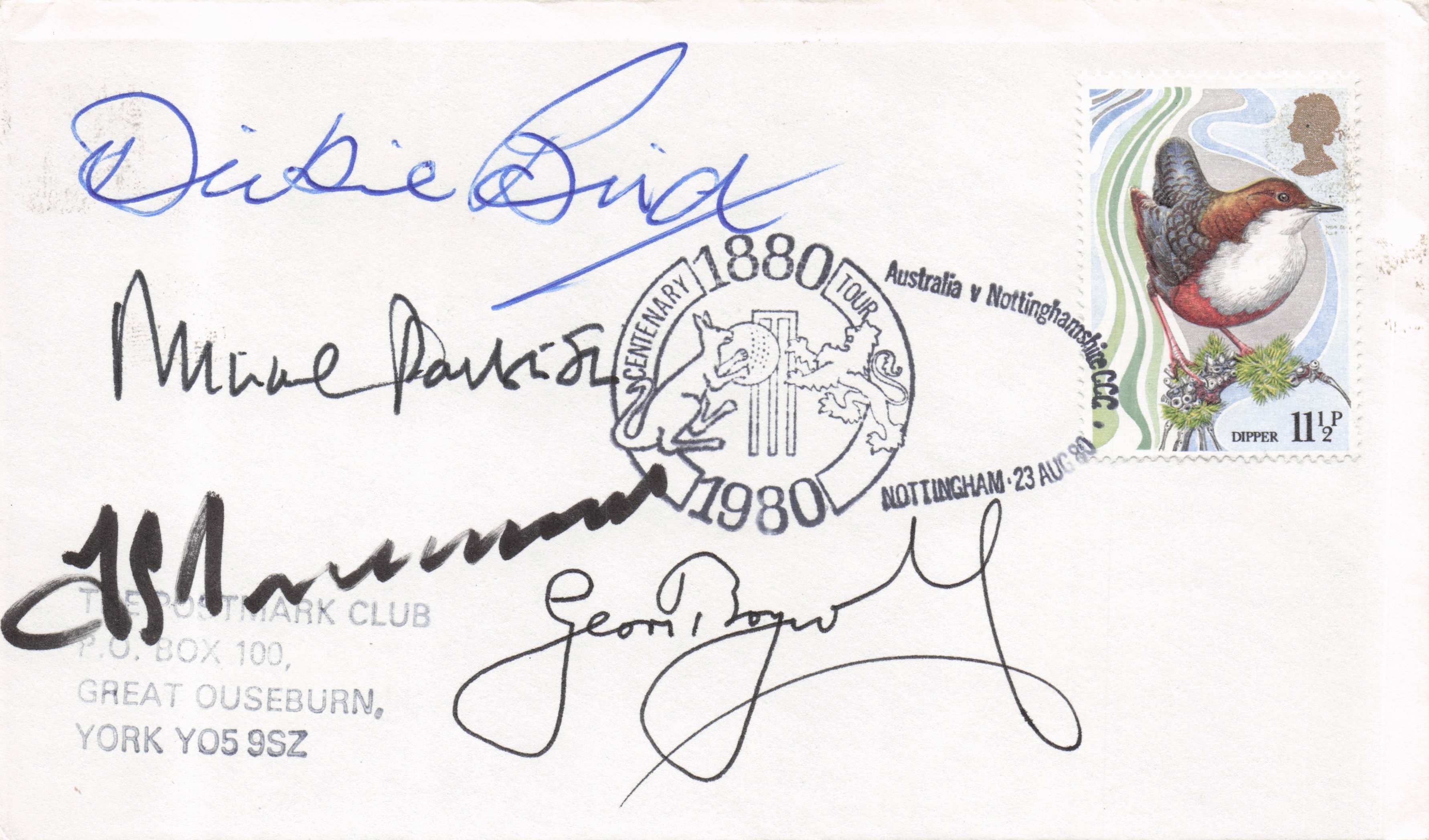 Michael Parkinson Geoff Boycott Dickie Bird FOUR x MULTI Cricket Hand Signed FDC