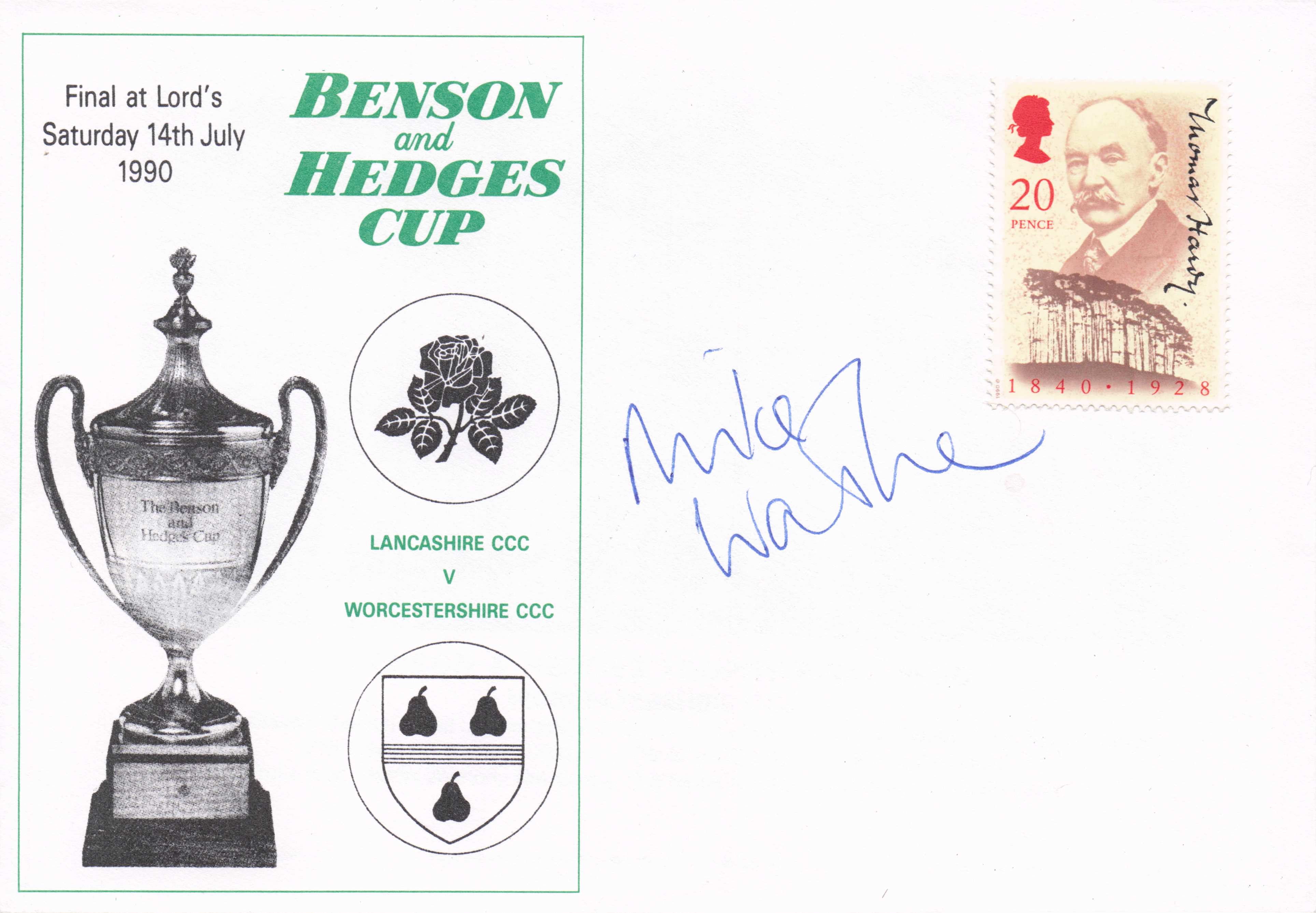 Mike Watkinson Lancashire B&H 1990 Cricket Cup Final Hand Signed FDC