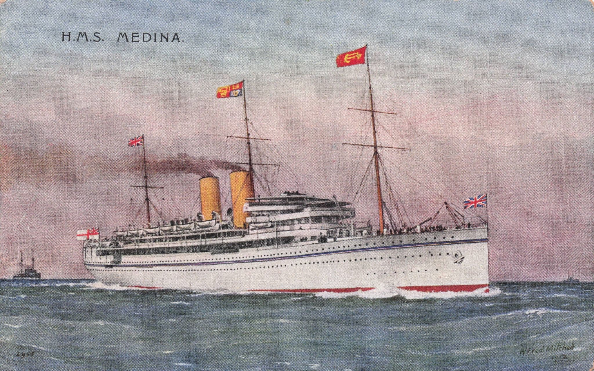 HMS Medina Salmon Publishers Antique RARE Royal Ship Postcard