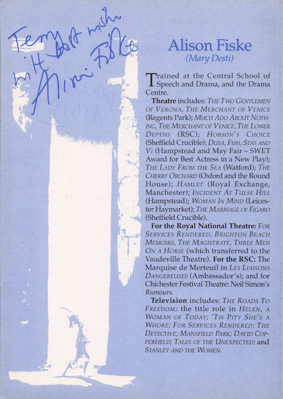 Frances De La Tour Miss Jones Rising Damp Alison Fiske Hand Signed Theatre Page
