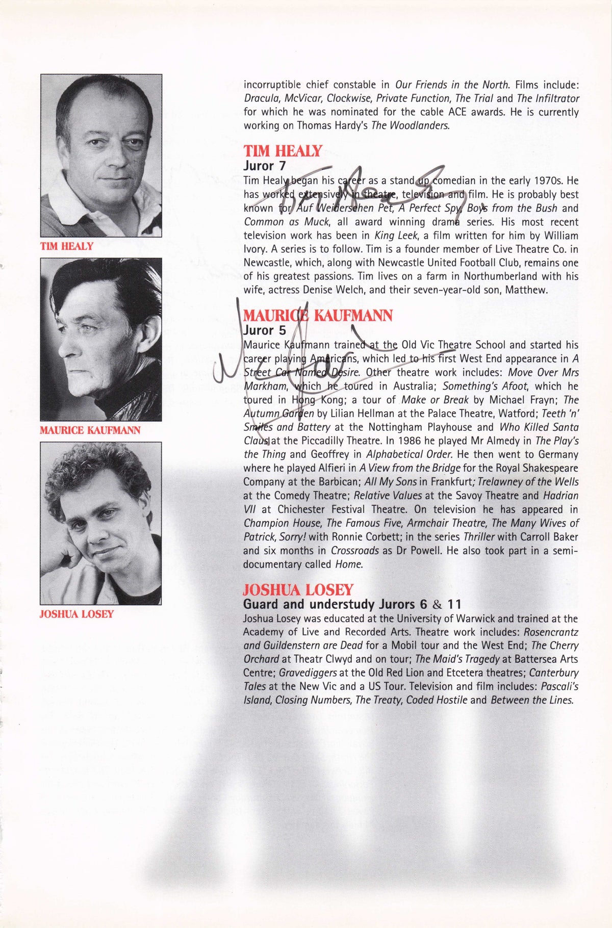 Alan MacNaughtan Maurice Kaufman Hammer Quatermass Hand Signed Photo Page