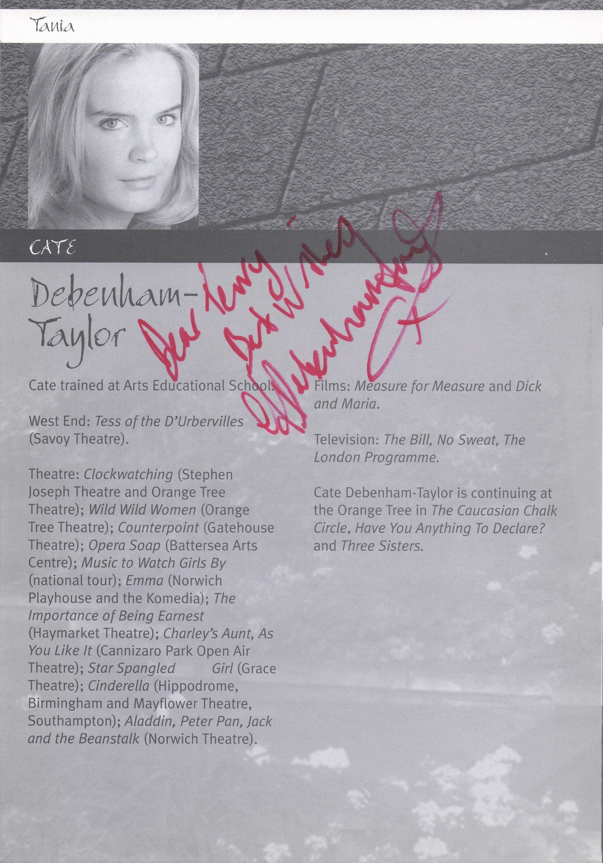 Cate Debenham Taylor Dragon Quest VIII Old PS2 RPG Game Hand Signed Photo Page