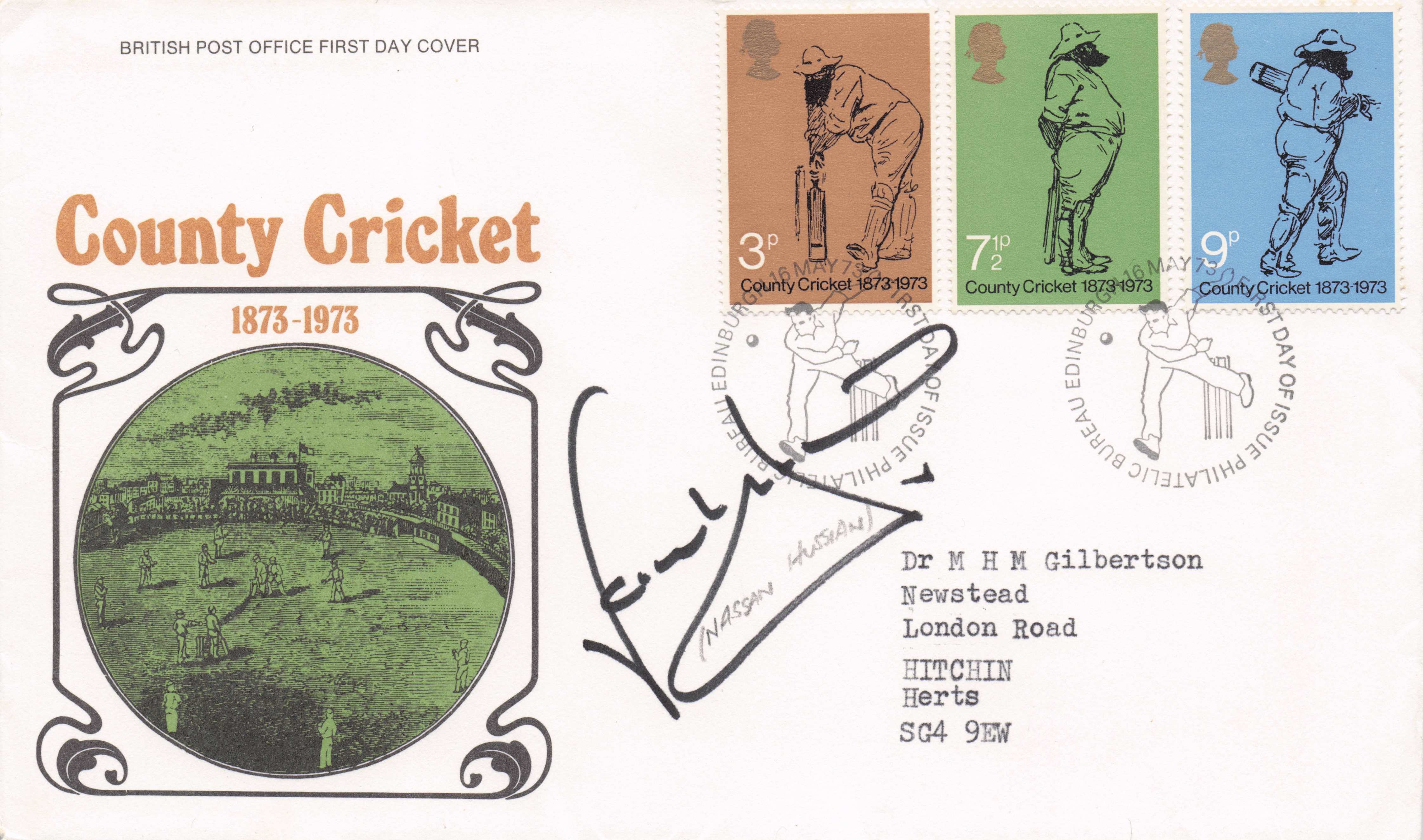 Nasser Hussain Essex Cricket Vintage Early 1973 Centenary Hand Signed FDC