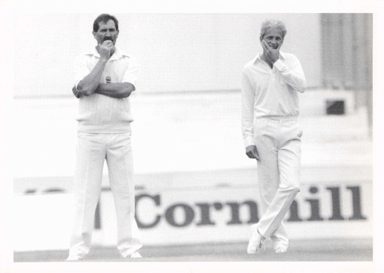 Graham Gooch Essex Cricket with David Gower Hampshire Real Photo Postcard