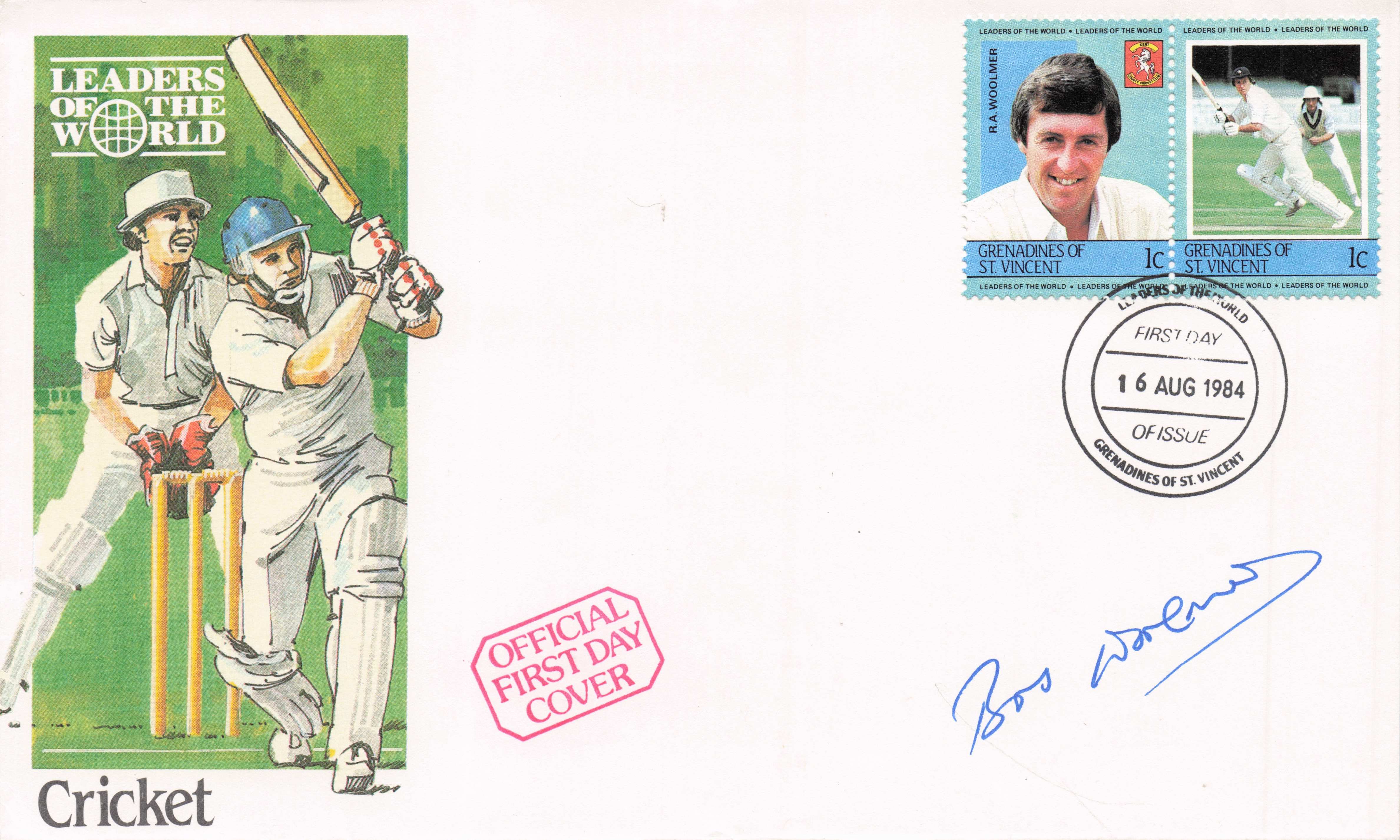 Bob Woolmer Of Kent 1984 Cricket Coach Leaders Of The World Hand Signed FDC