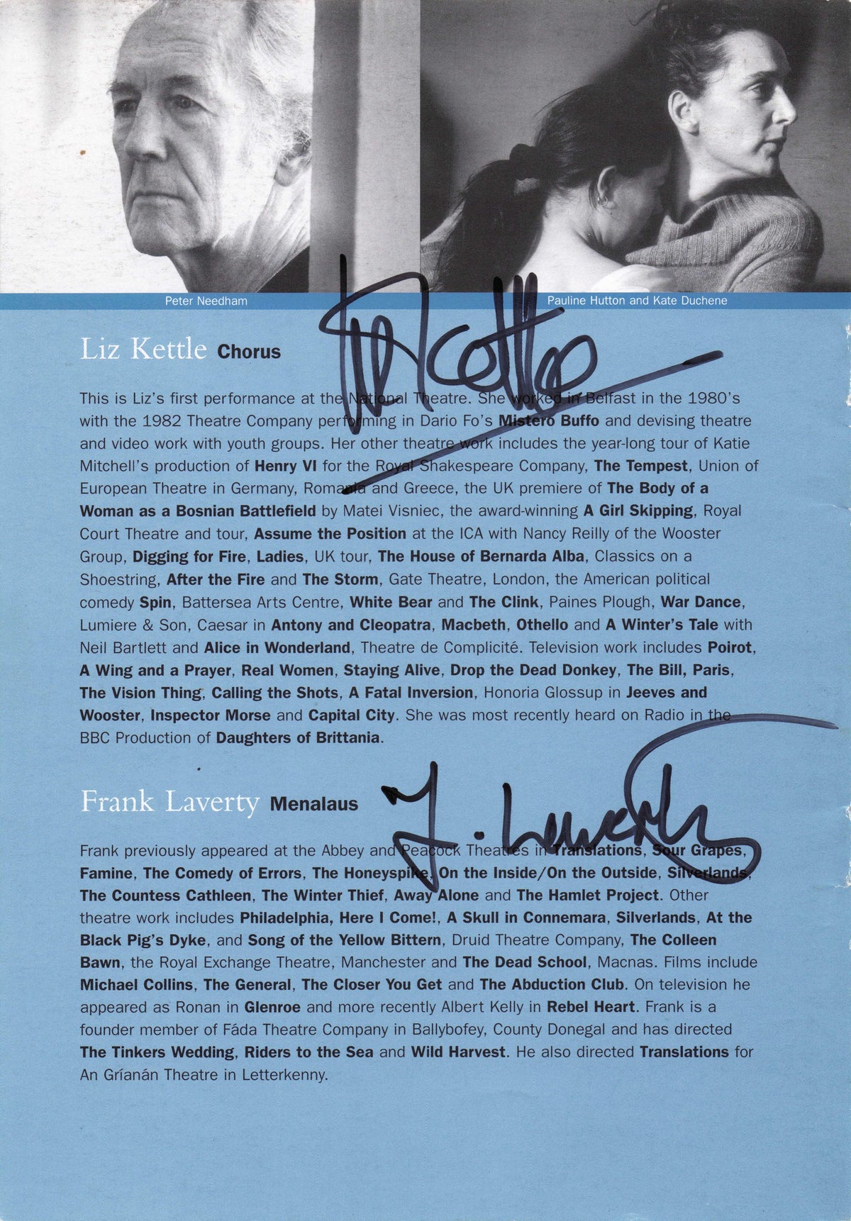 Liz Kettle Inspector Morse Frank Laverty Stella Feehily 4x Hand Signed Photo Page