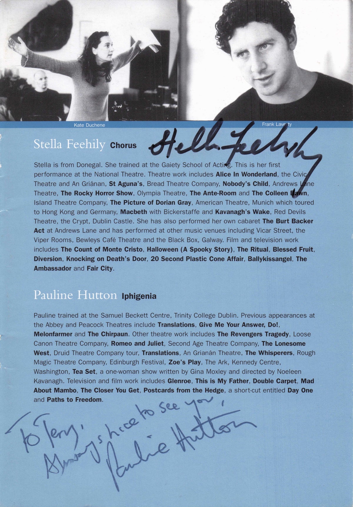 Liz Kettle Inspector Morse Frank Laverty Stella Feehily 4x Hand Signed Photo Page