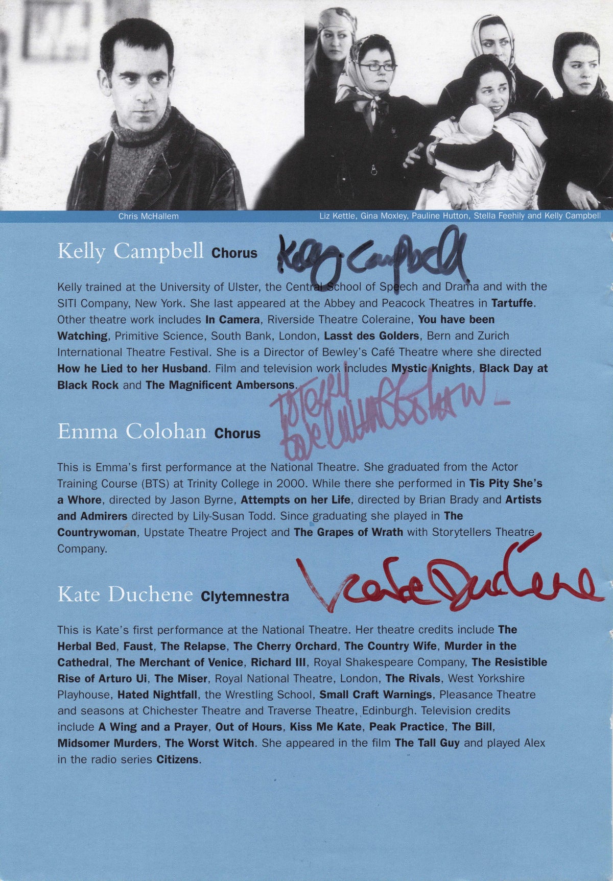 Kate Duchene Worst Witch Kelly Campbell Vikings Emma Colohan 3x Hand Signed Page