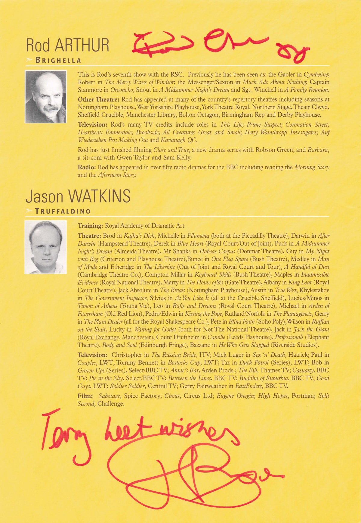 Jason Watkins Harold Wilson The Crown Catherine Tate 5x Hand Signed Photo Page