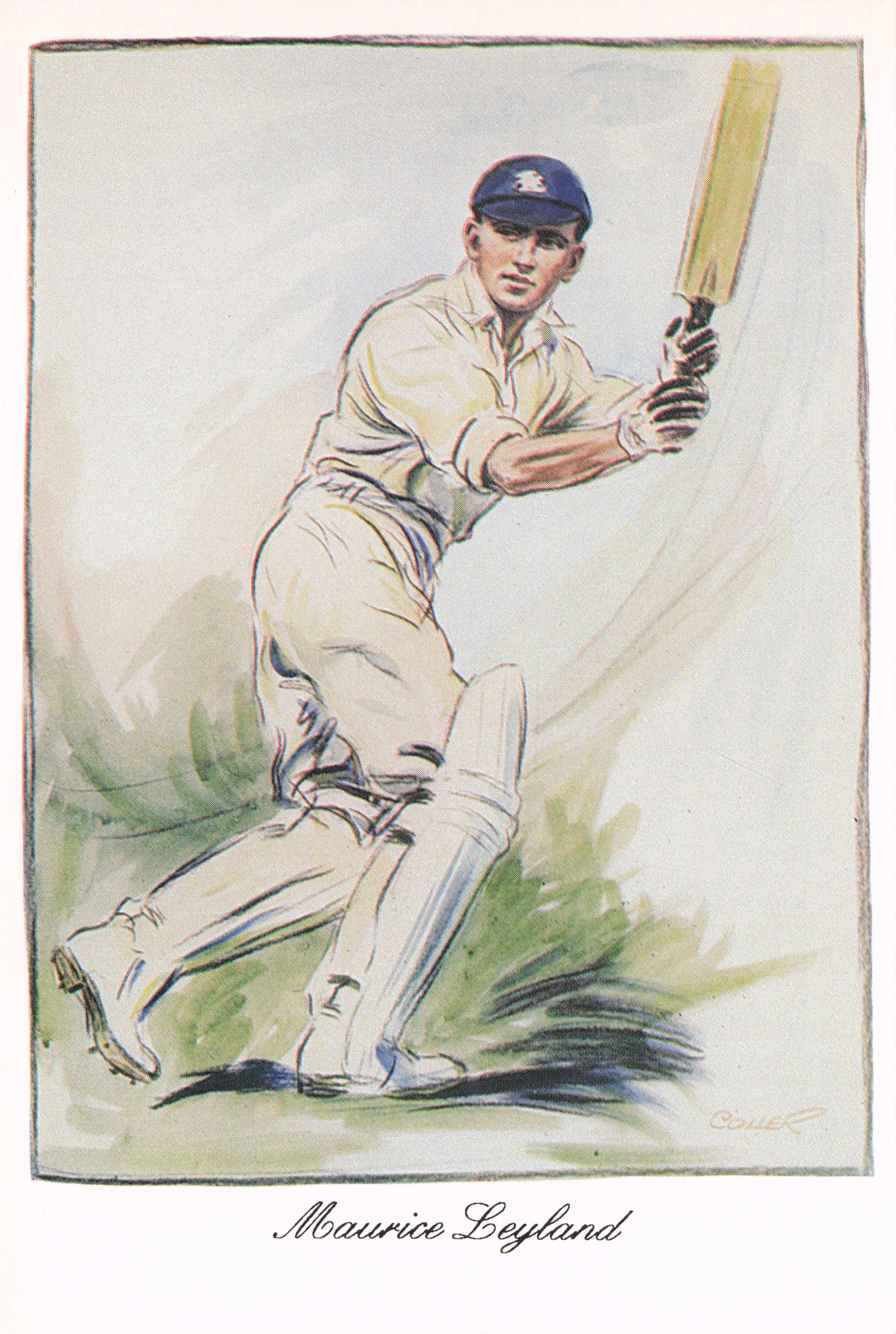 Maurice Leyland Yorkshire Cricket Team England Legend Painting Postcard