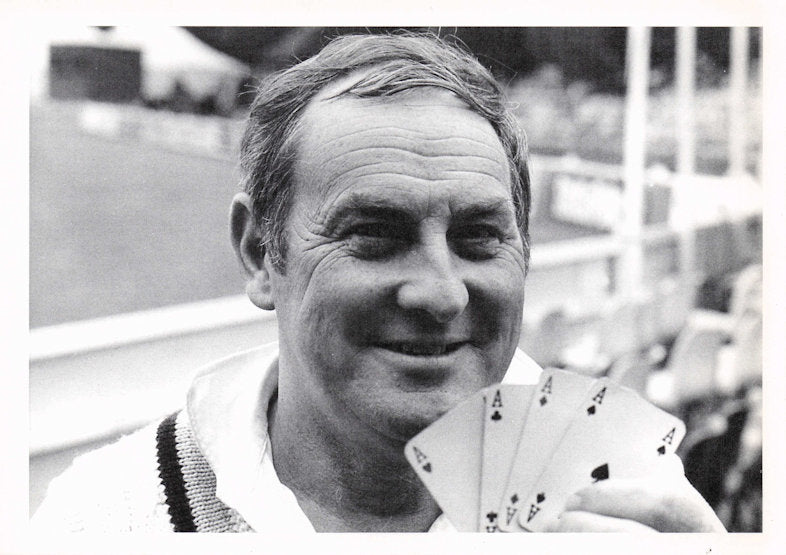 Ray Illingworth Yorkshire Leicester Cricket With Ace Playing Cards Photo Postcard
