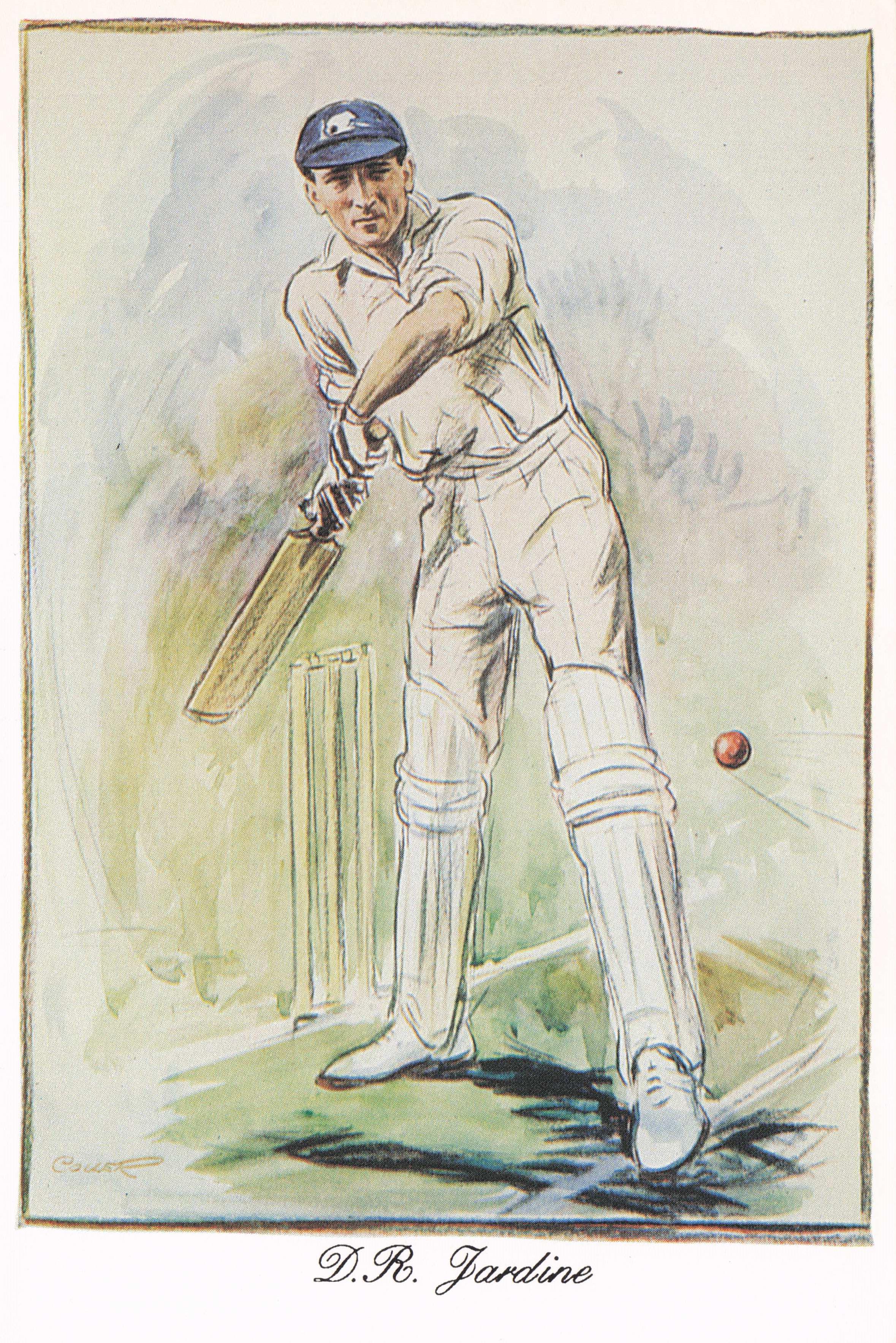 Douglas Robert Jardine Surrey England Team Cricket Legend Art Painting Postcard