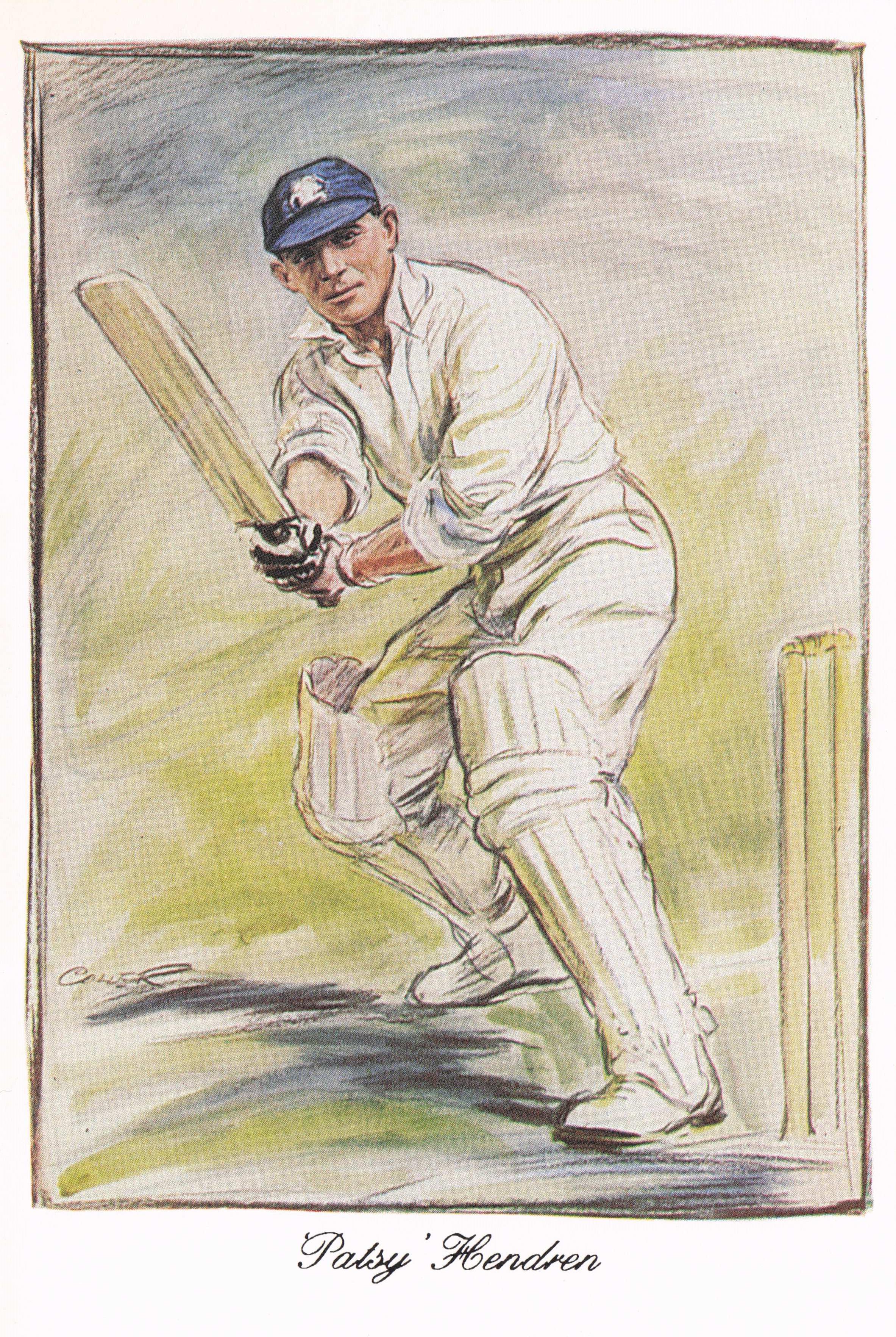 Patsy Hendren Middlesex England Cricket Team Art Painting Postcard