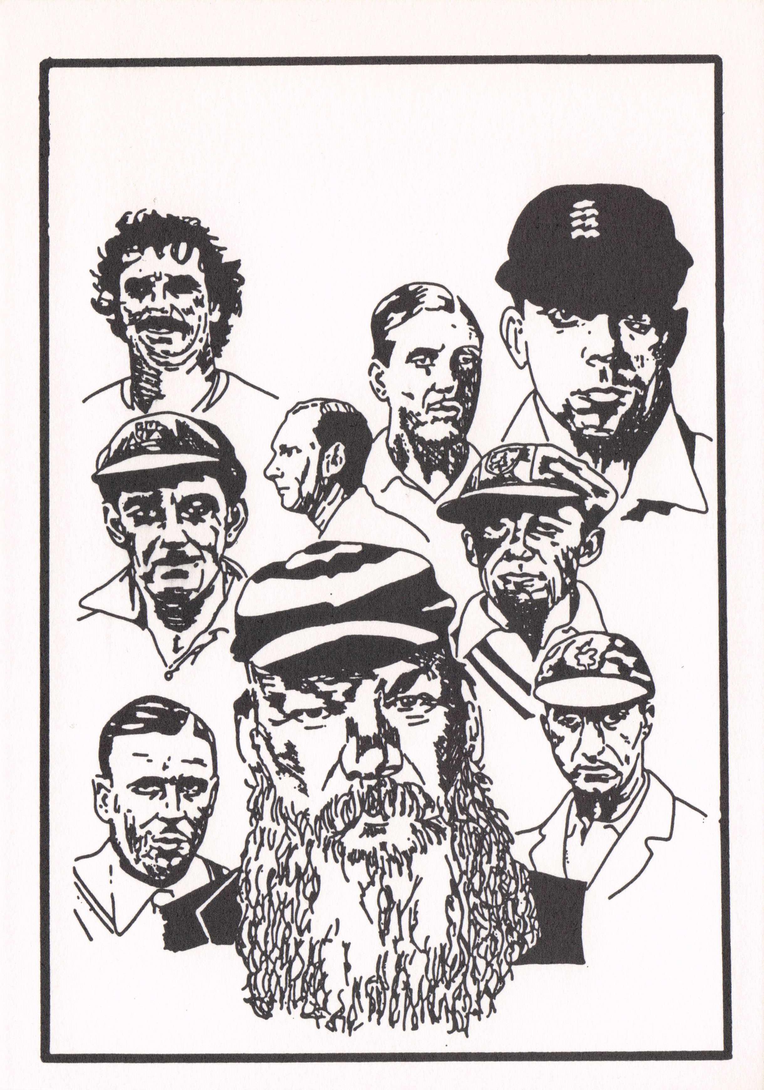 WG Grace World & Australian Cricket Team Legends Portrait Painting Artist Postcard