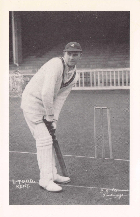 Leslie John Todd Old Historic Batsman of Kent Cricket Club Rare Photo Postcard