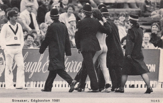 Cricket Edgbaston Risqwue Streaker On Pitch During TV Broadcast Photo Postcard