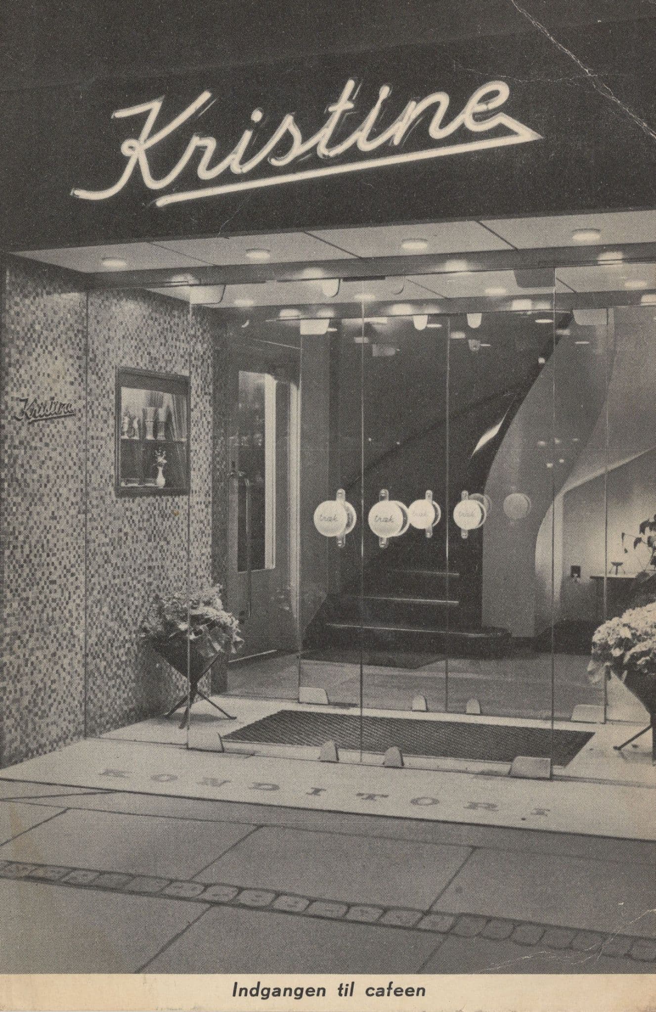 Indgangen Til Cafeen Kristine Hotel Entrance Old Postcard