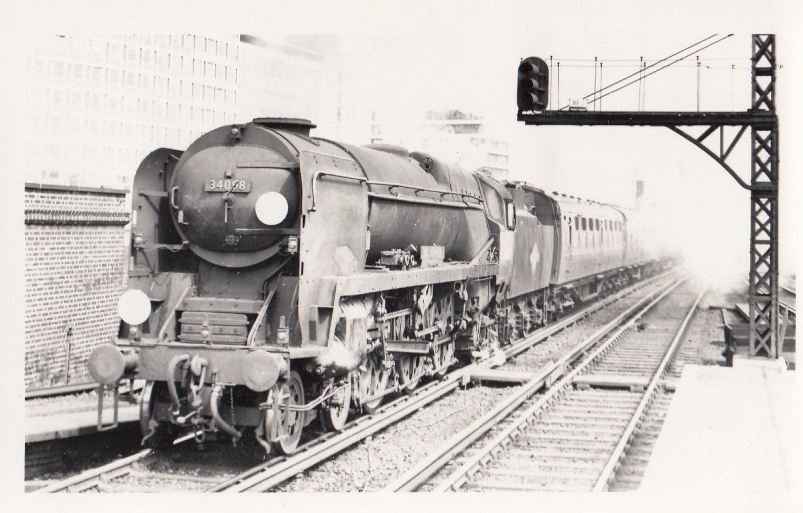 34058 Train At Vauxhall Station in 1958 Vintage Railway Photo