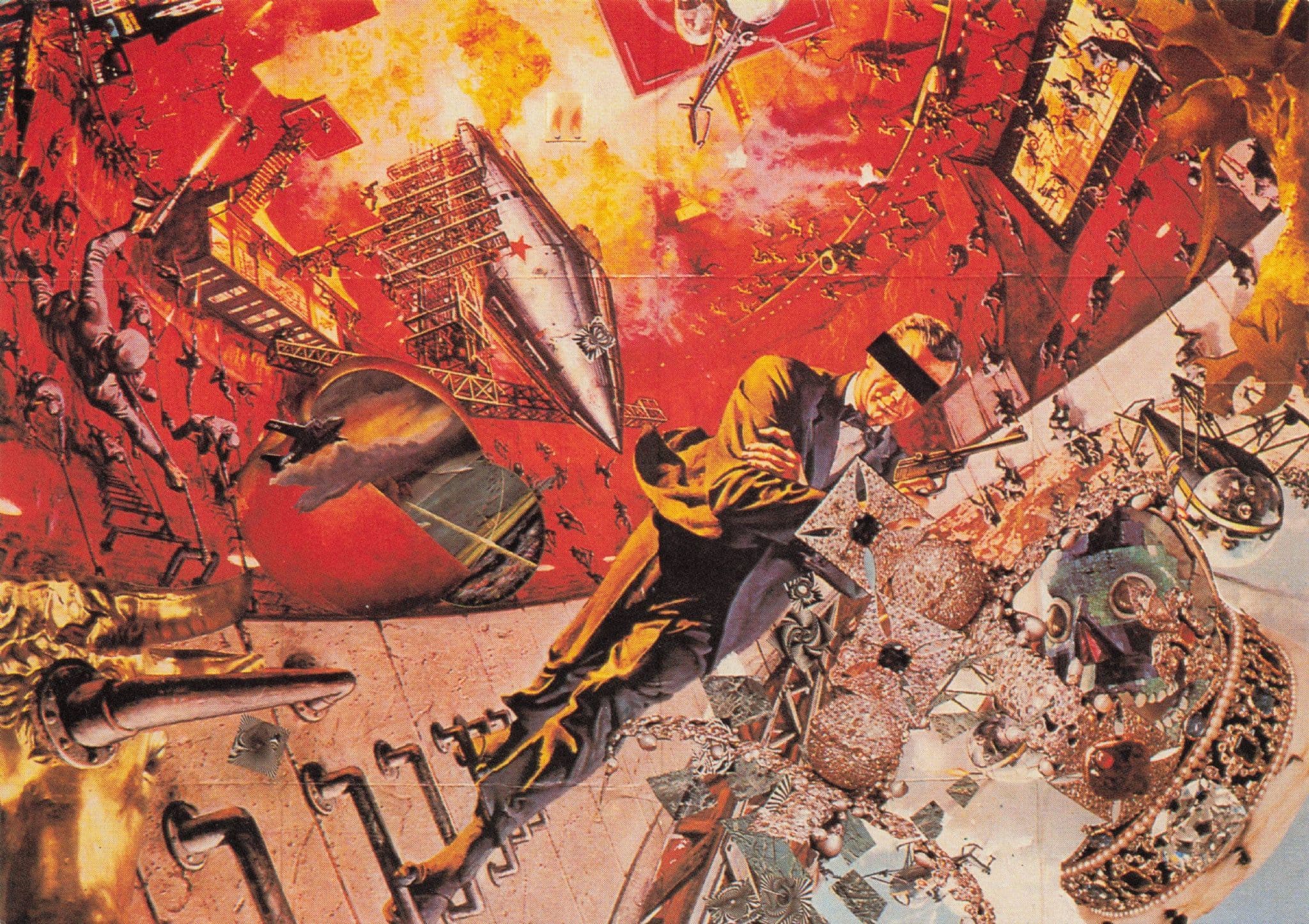 James Bond Blindfolded In Apocalypse Explosion Painting Postcard