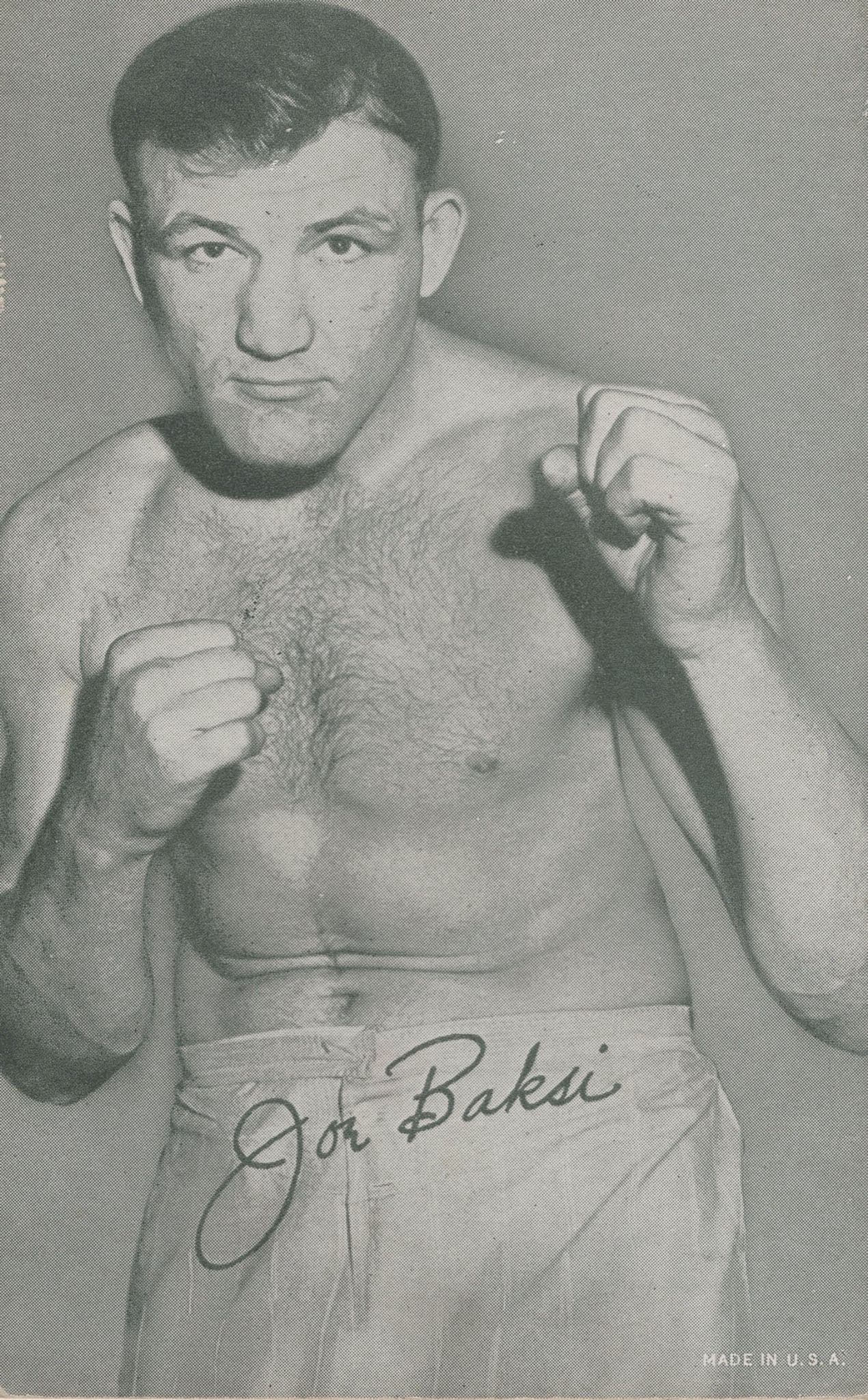 Joe Baksi Boxer Antique Printed Signed Publicity Card Photo
