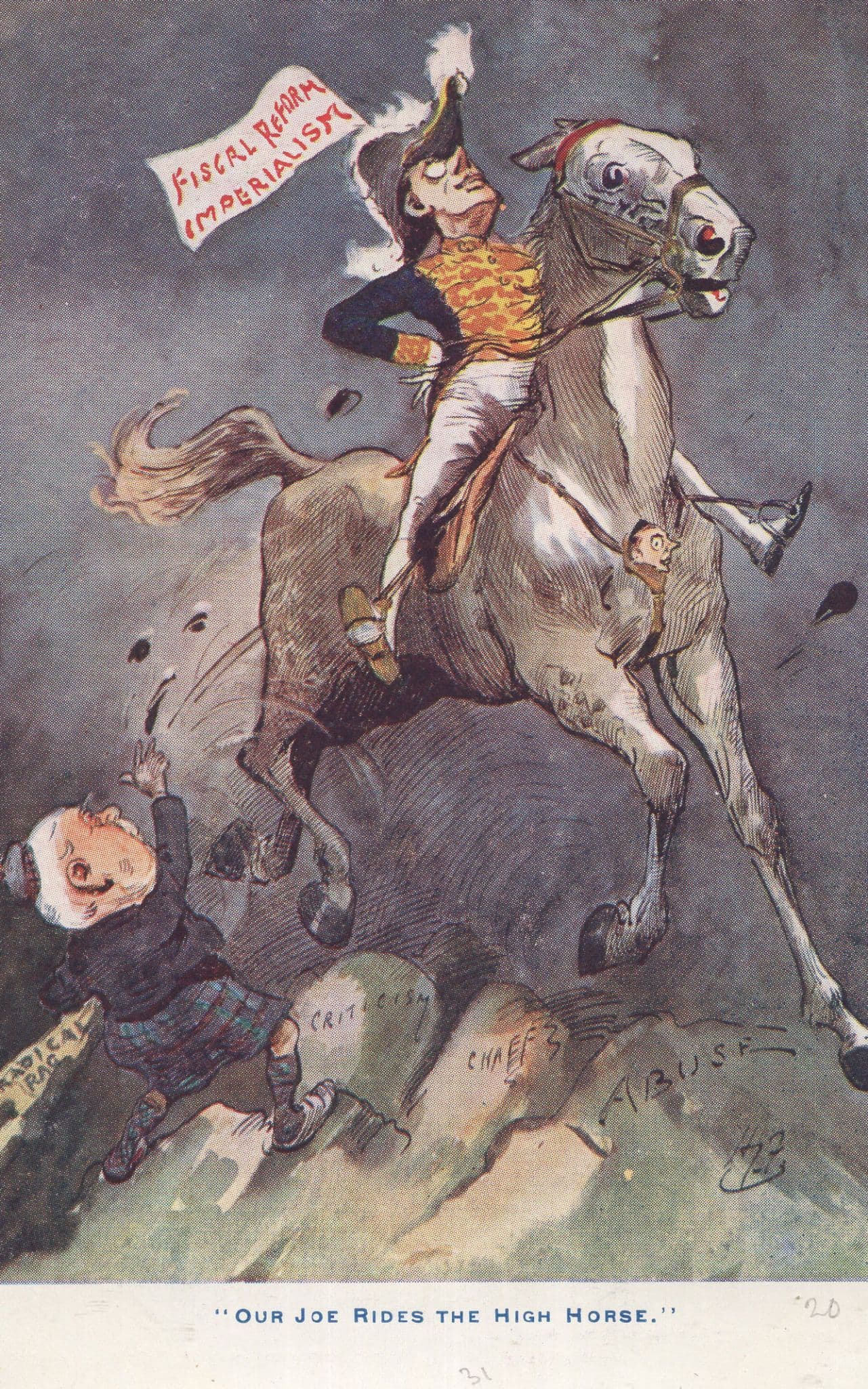 Joseph Chamberlain Our Joe Rides The Old Horse Political Comic Postcard
