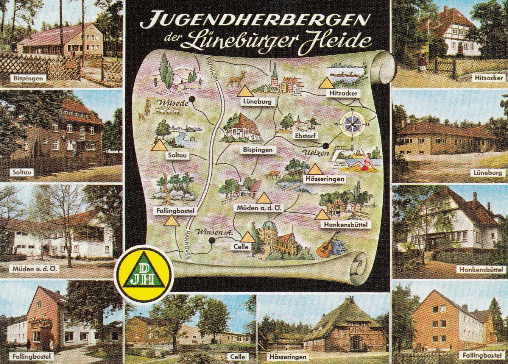 Jugendherbergen Des Lineburger Heide German Map Karte Postcard