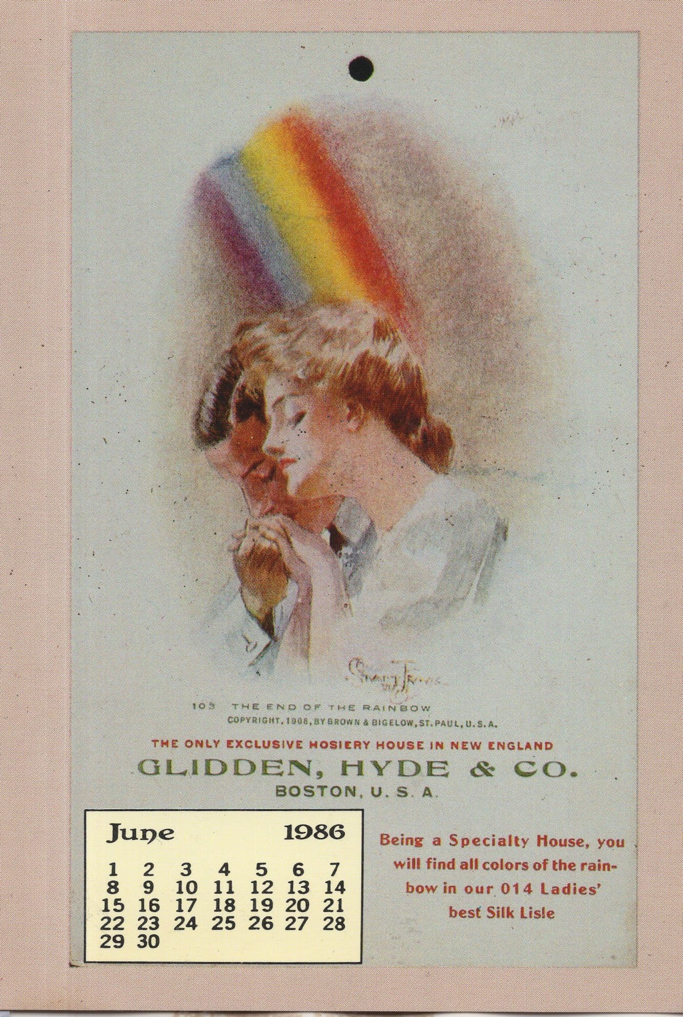 June 1986 Upmarket Sexy Hosiery Lingerie Calendar Postcard