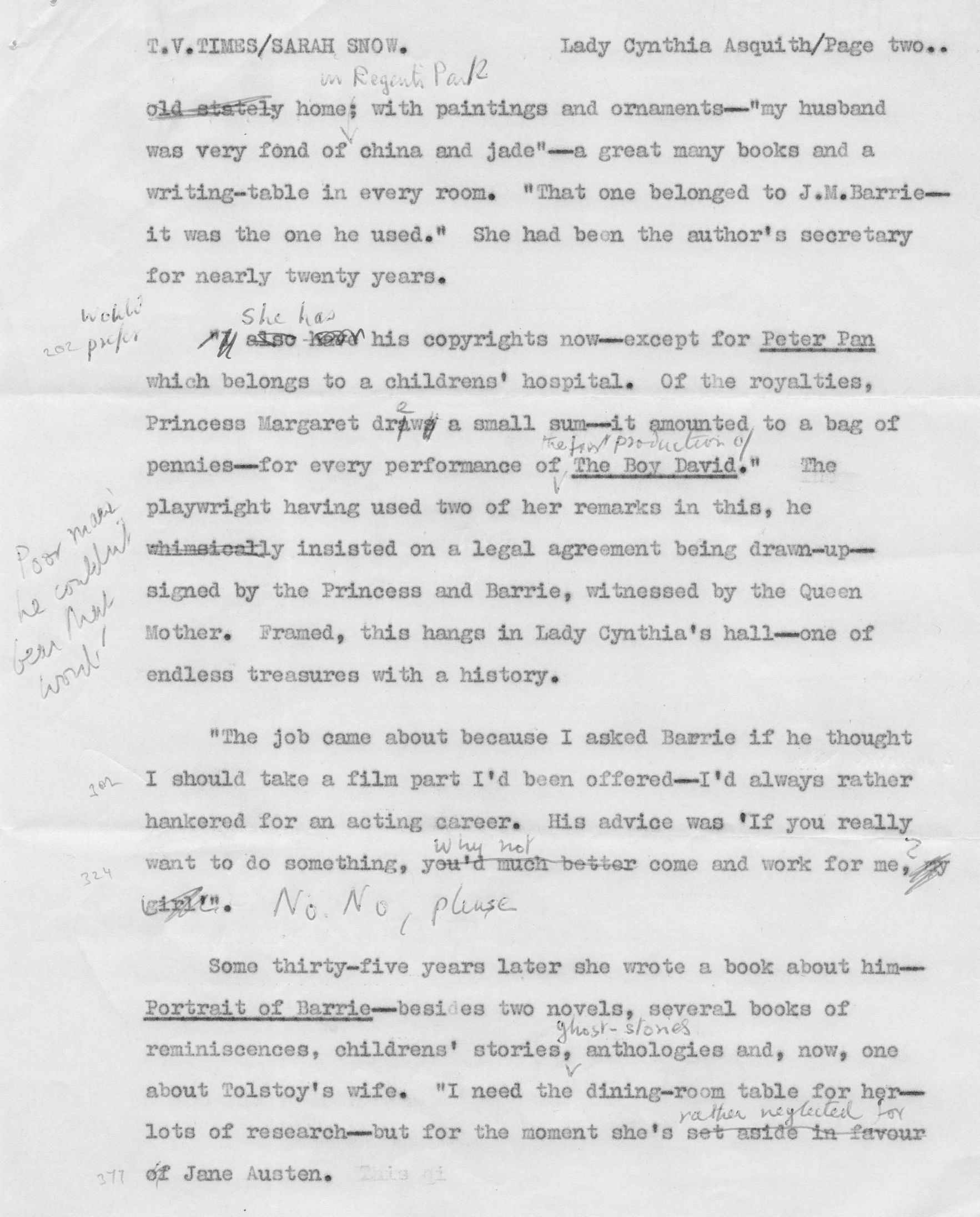 Lady Cynthia Asquith Interview & 4 Page Hand Written & Signed Headed Paper Letter