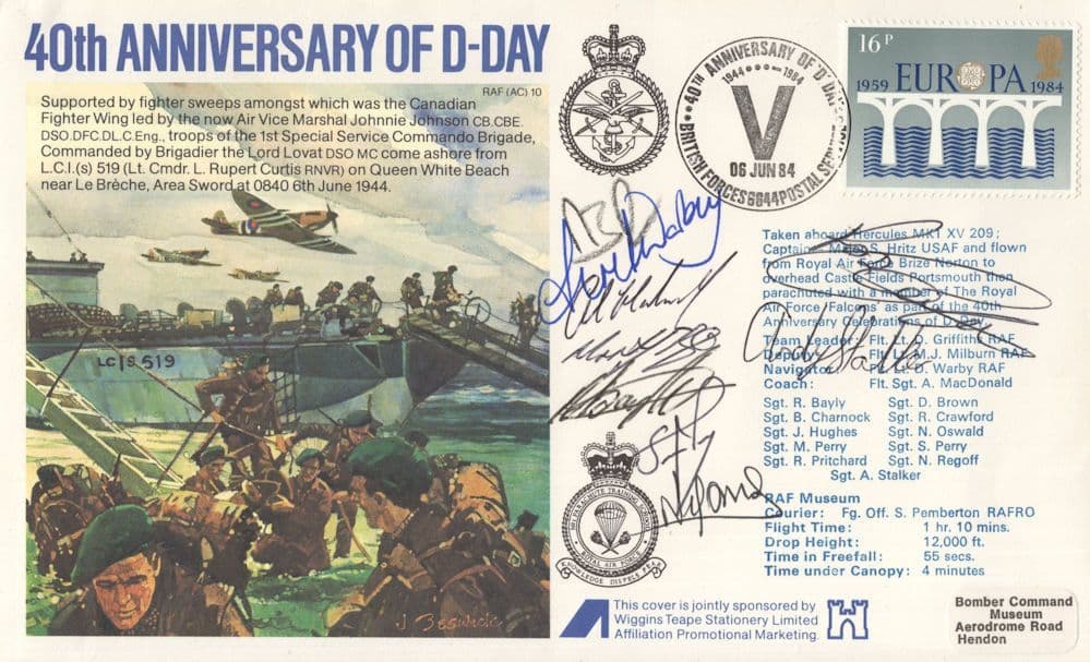 40th Anniversary Of WW2 D-Day RAF Hercules 8x Hand Signed FDC & Map