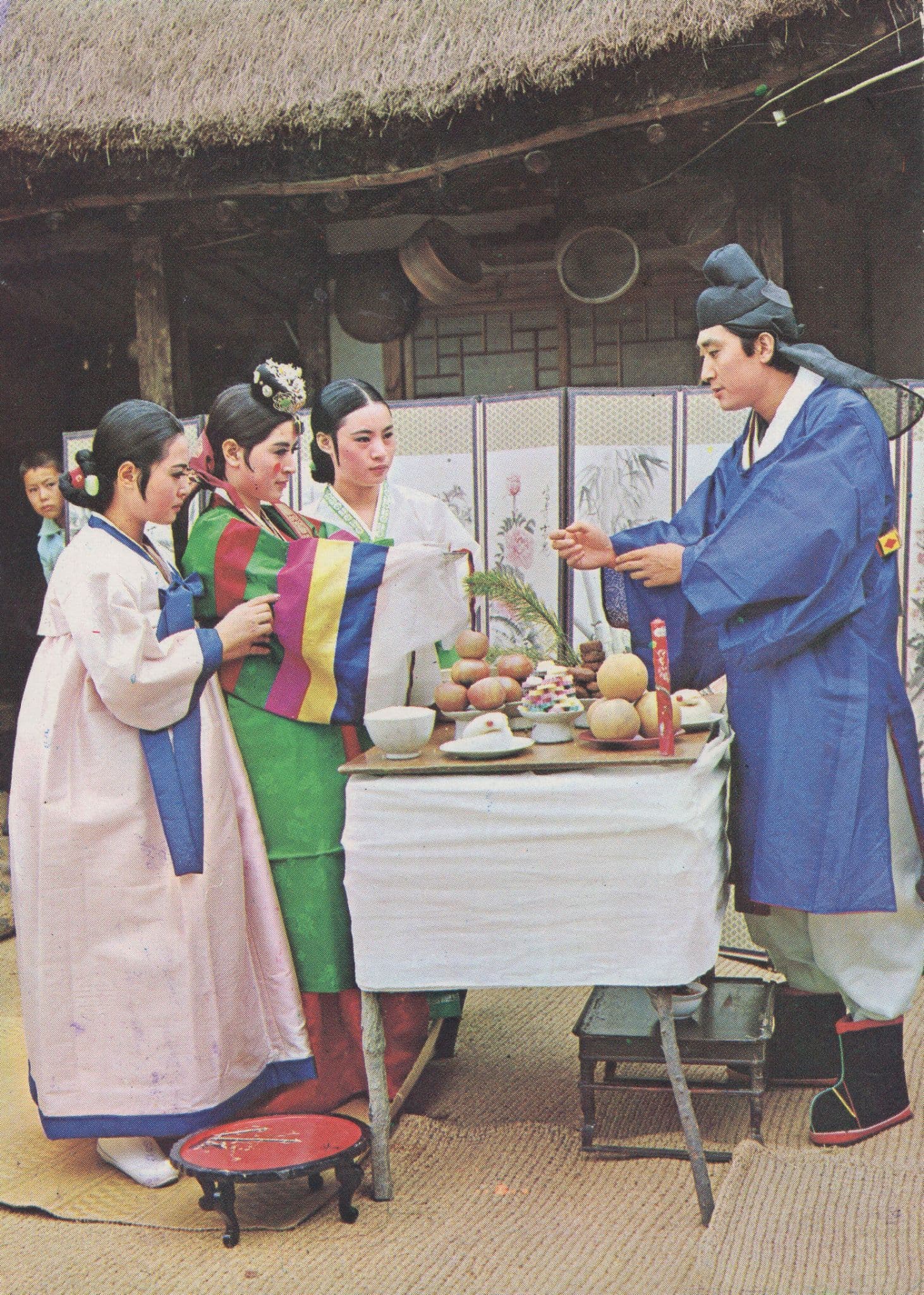 Korean Asian Marriage Ceremony Wedding Dress Rare Postcard