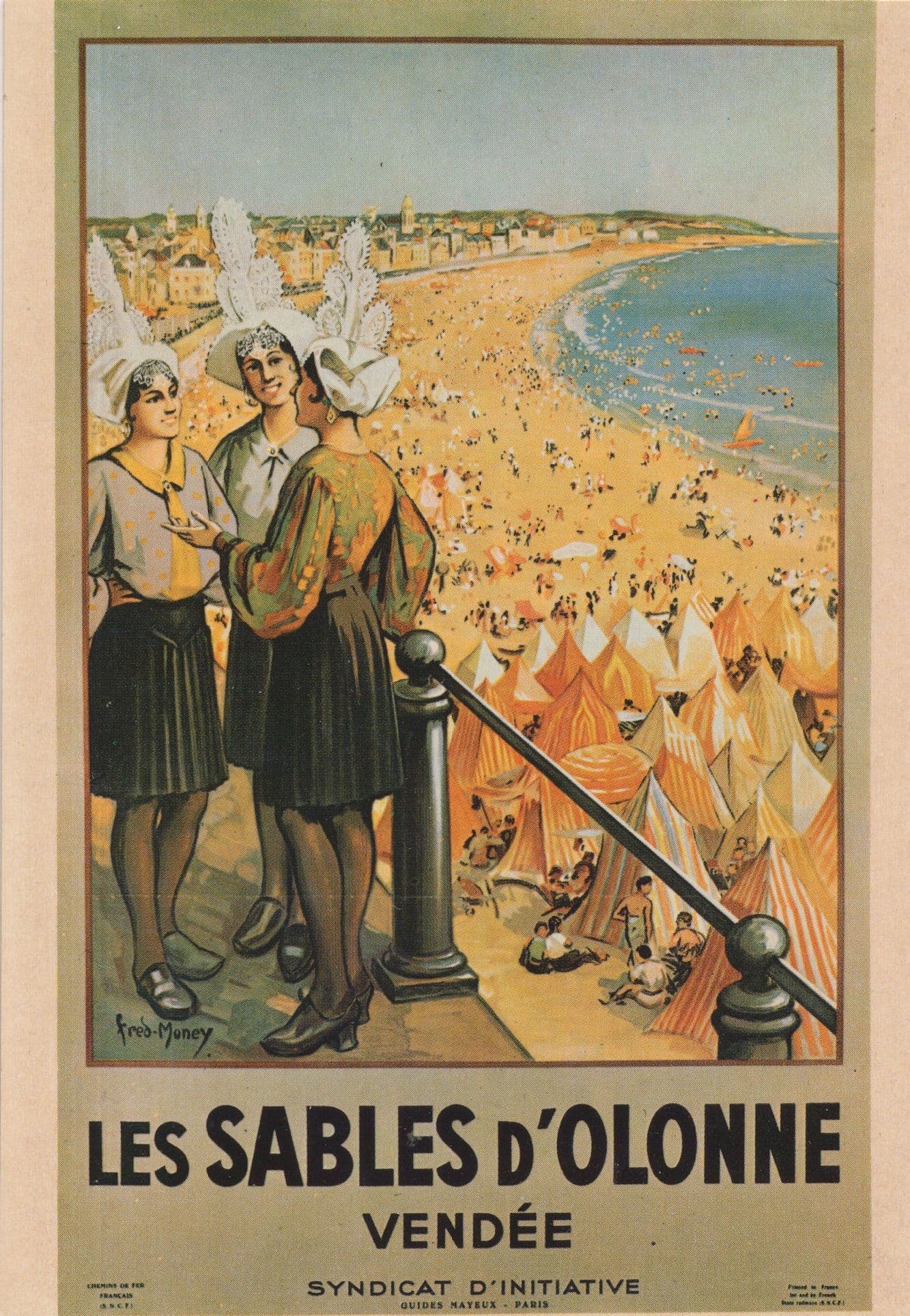 Les Sables D'Olonne Vendee French Old Advertising Poster Postcard
