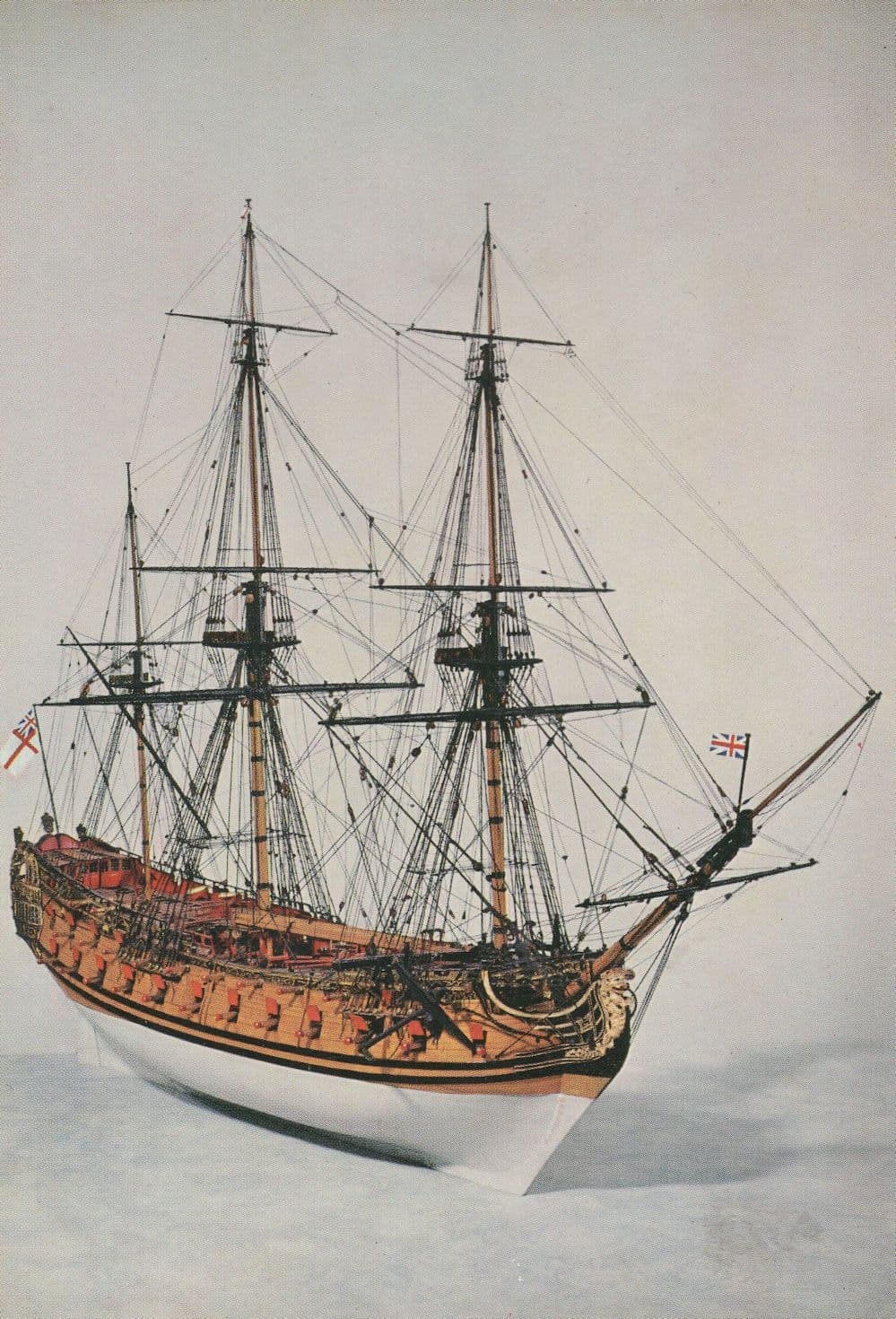 50 Gun Ship Military Boat 1700s Model Postcard