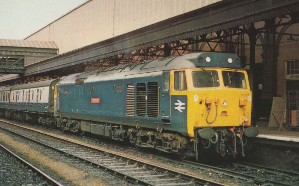 5001 Train Fifty Class Dreadnought at Exeter St Davids Postcard