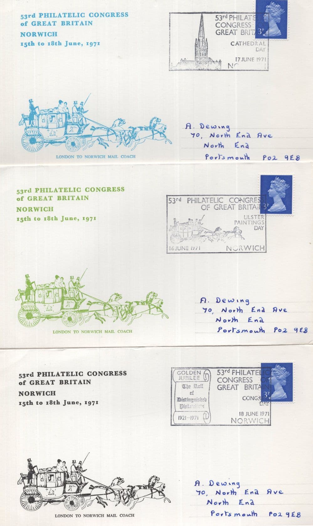 53rd Philatelic Congress Of Great Britain 4x Norwich Norfolk FDC s