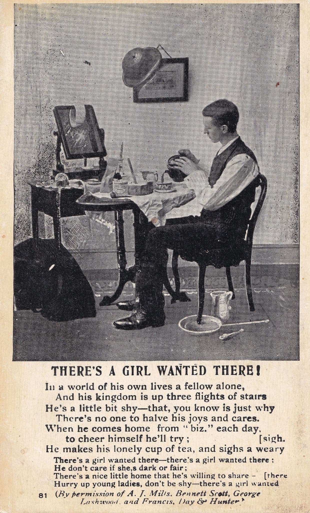 Man Wants A Girlfriend Real Photo Old Songcard Postcard