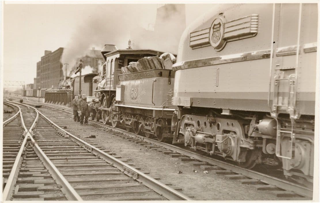 58 Union Pacific 4-4-0 Old 1939 Movie Train Locomotive RPC Postcard