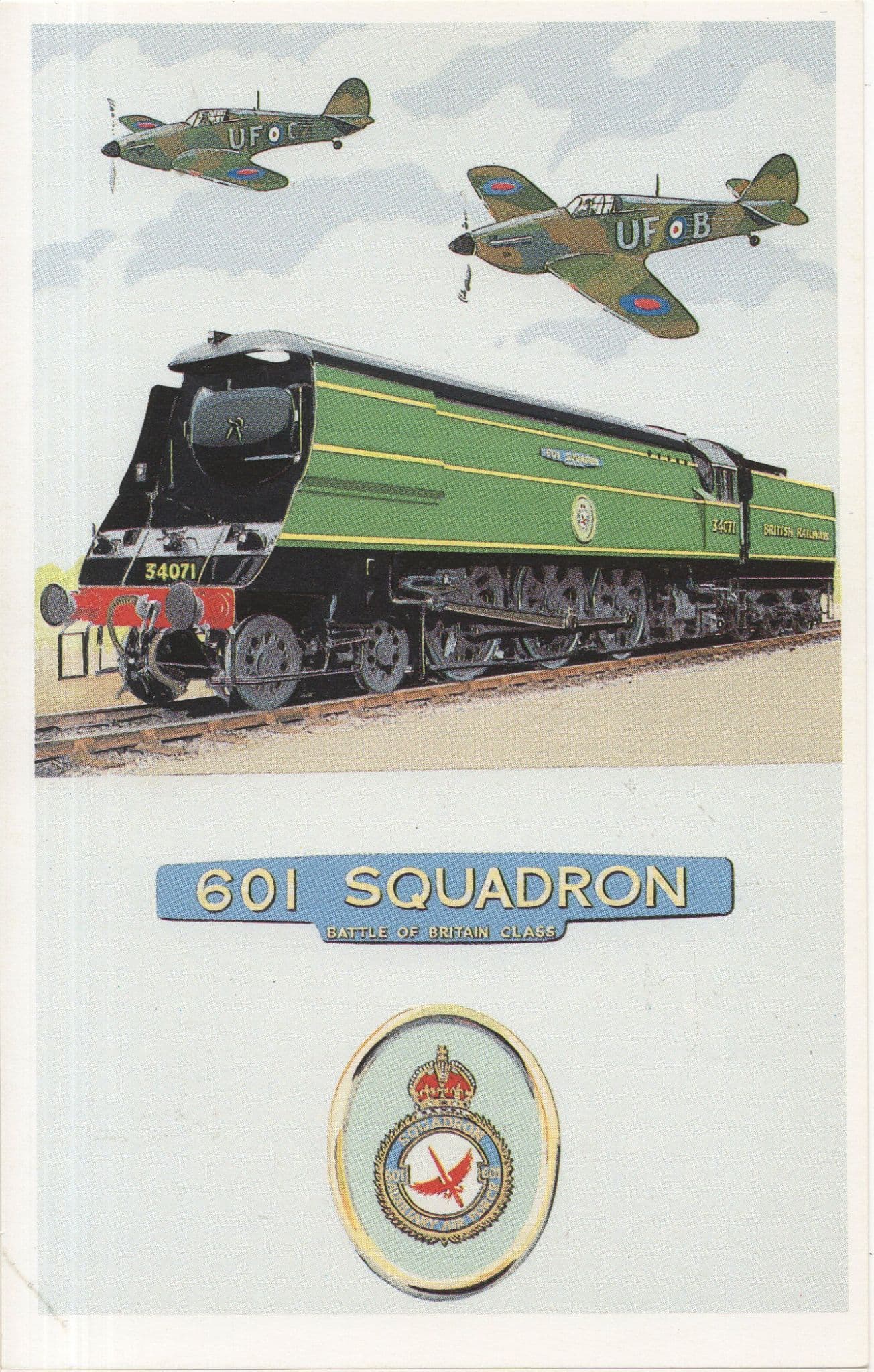 601 Squadron Battle Of Britain Military Train Railway Poster Postcard