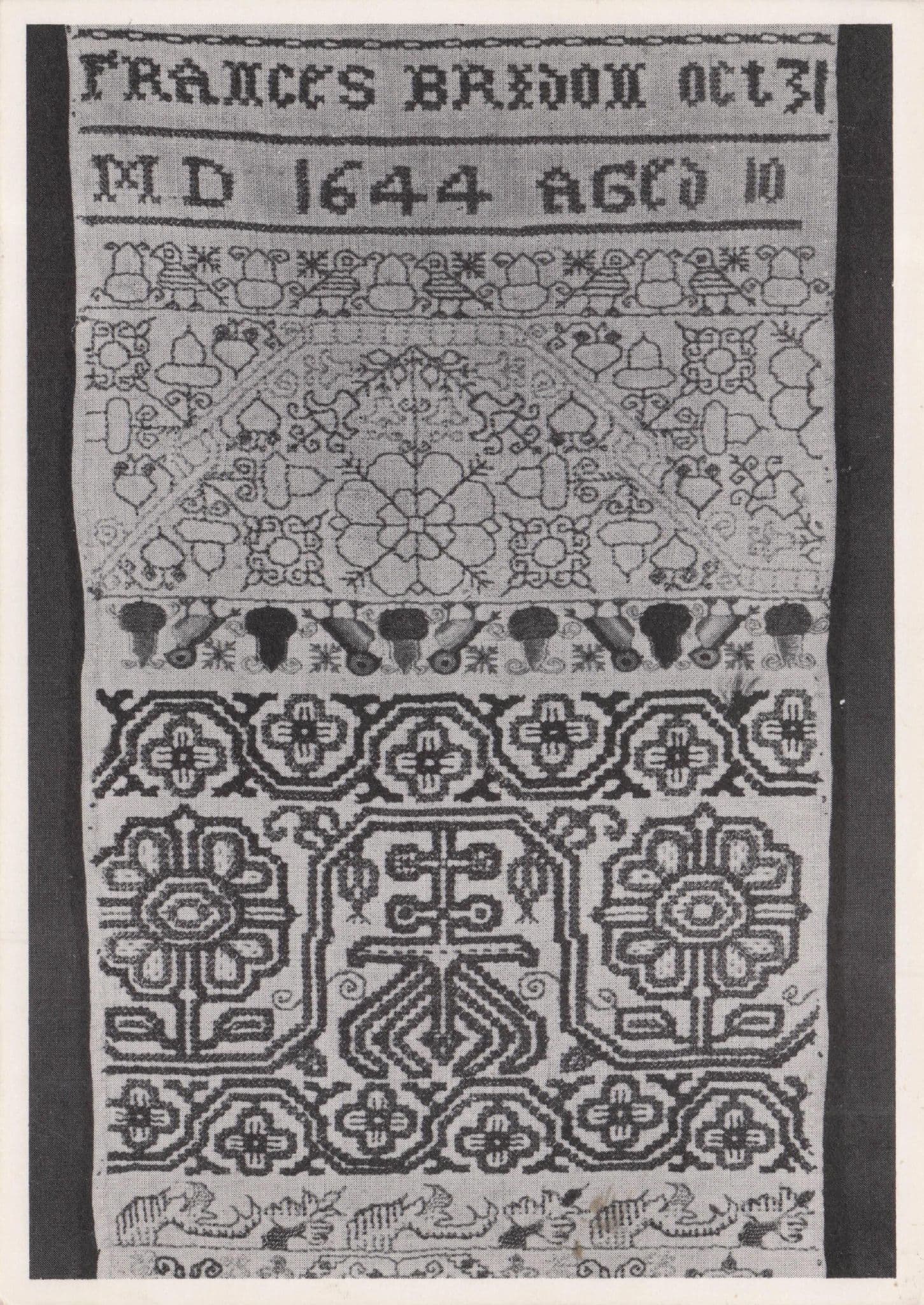 Medieval 1644 Silks Sampler Exhibit Linen Fitzwilliam Museum Postcard