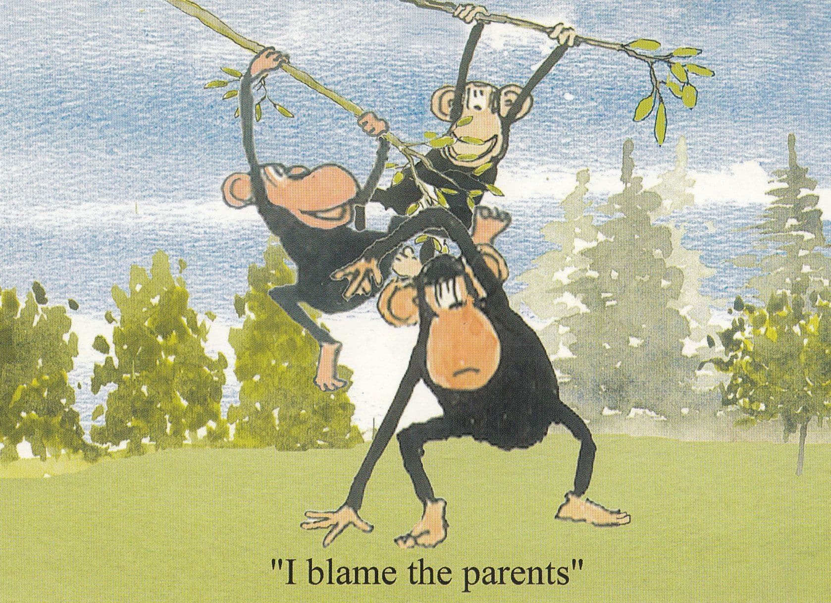 Monkey World Rescue I Blame The Parents Comic Postcard